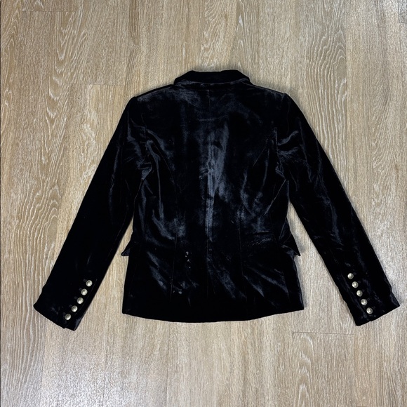 L’Agence Kenzie Black Velvet double breasted Blazer Gold Buttons Size 4 - Picture 9 of 14